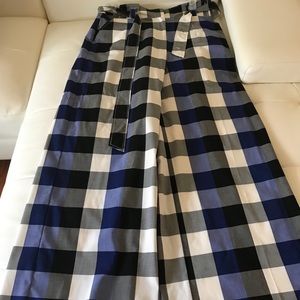 High waisted checkered wide leg trousers